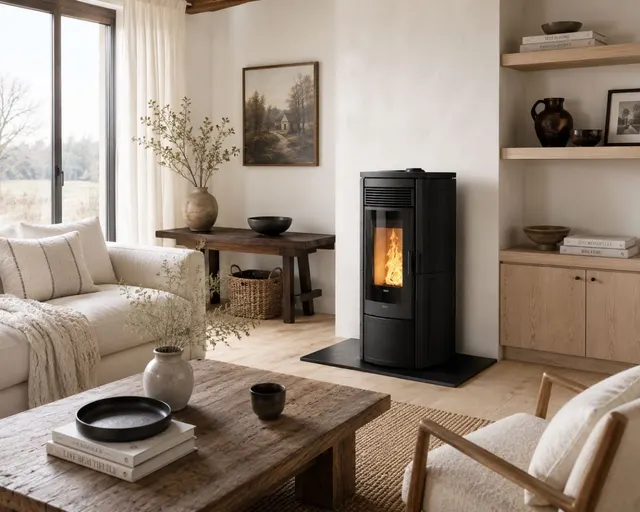 Pellet stove Klover Omega 120 Plus Air Maiolica black