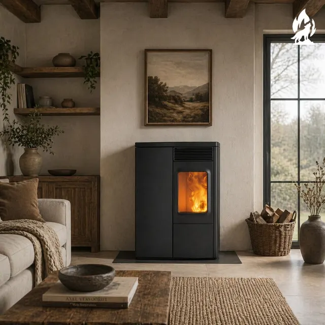 Pellet stove Nobis 6/9 N70 Slim Coax V steel black