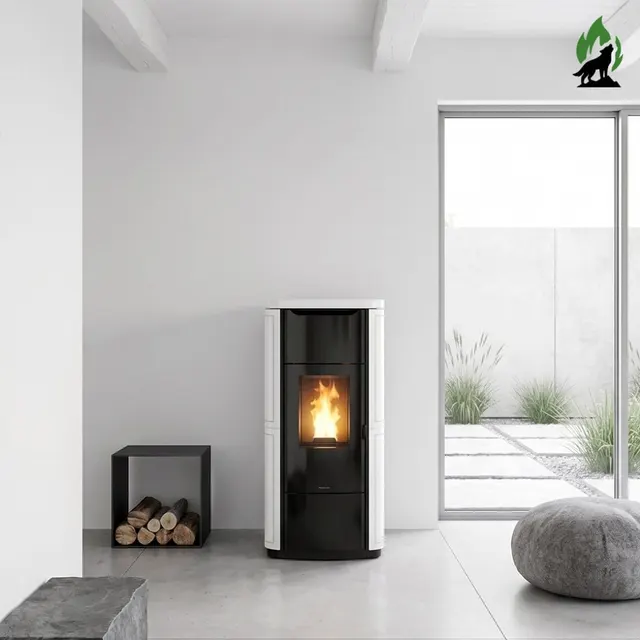 Kominek na pellet Nobis H20/25 w białej ceramice