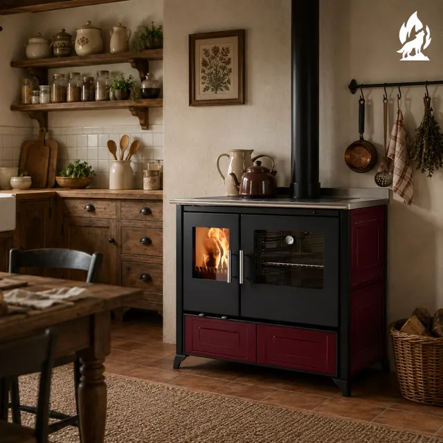 Wood-burning cooker Nobis Lina 90 Maiolica bordo