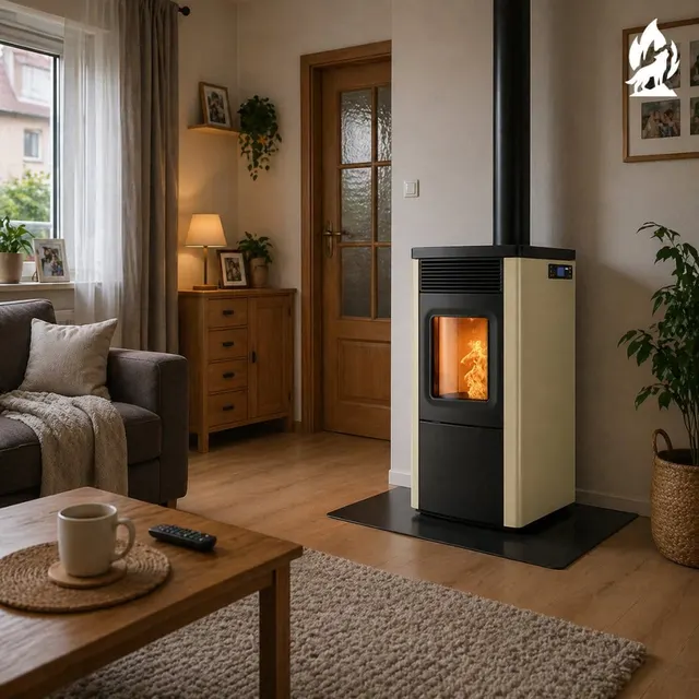 Pellet stove Nobis 6/9 N70 Top/Coax V steel cream