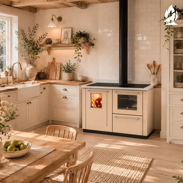 Piec kuchenny na drewno Thermorossi Bosky F30 Square stal kremowy