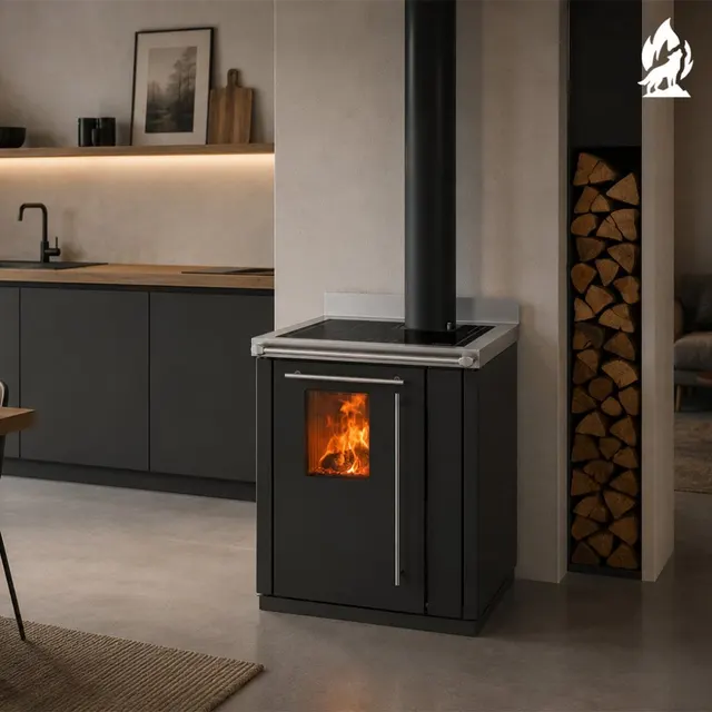 Piec kuchenny na drewno Thermorossi Bosky 30 Square stal czarny