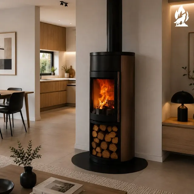 Wood-burning stove Nobis Round 990 steel bronze