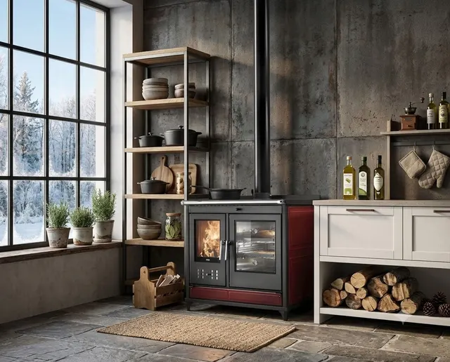 Wood-burning cooker Klover Star 90 Maiolica bordo