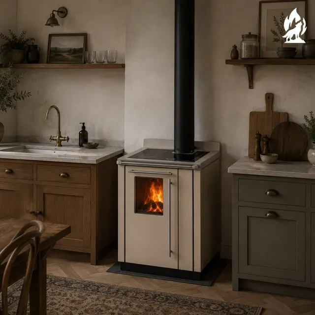 Wood-burning cooker Thermorossi Bosky 30 Square RtS steel beige
