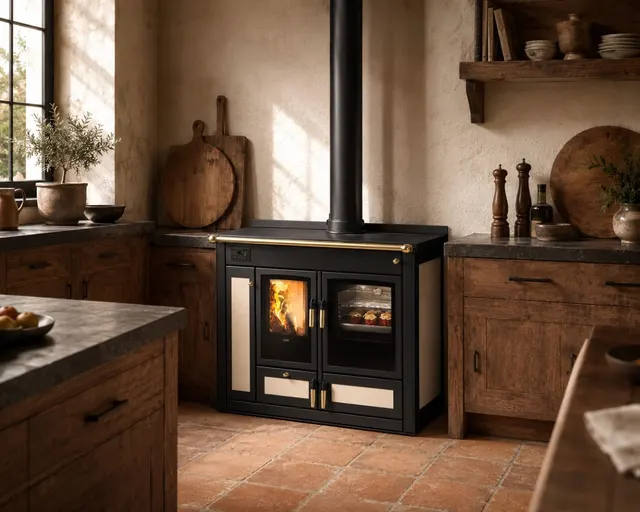 Wood-burning cooker Klover Altea 110 Country gres sahara