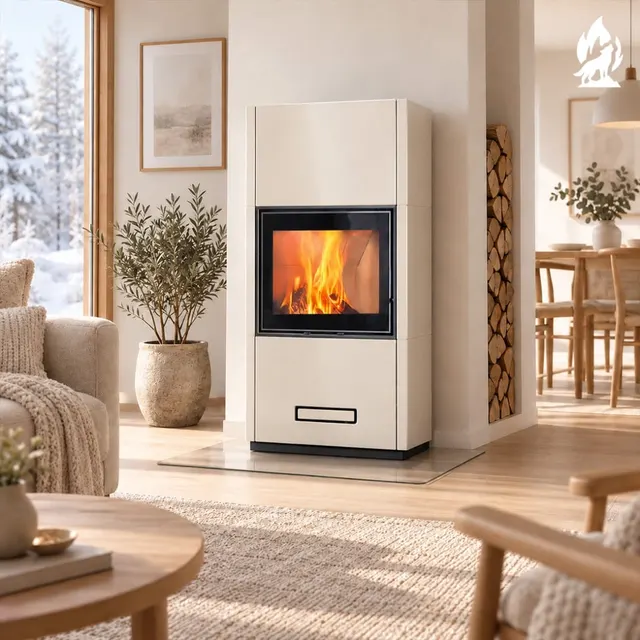 Kominek na drewno Piazzetta Davos Wood MC 65/60 ceramika biała