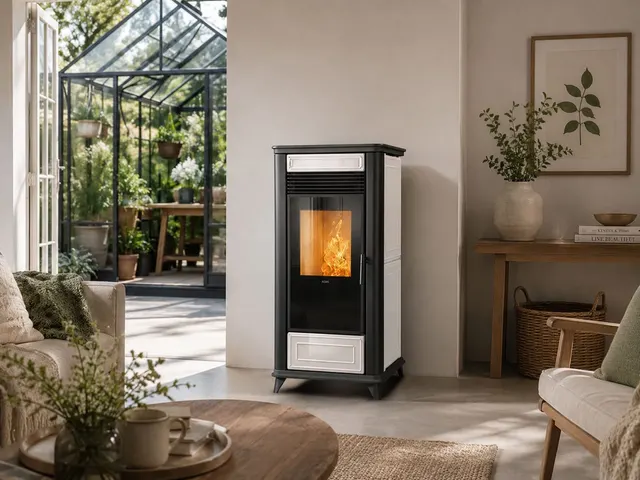 Kominek na pellet Klover Class 90 Multi-Air w kolorze kości słoniowej