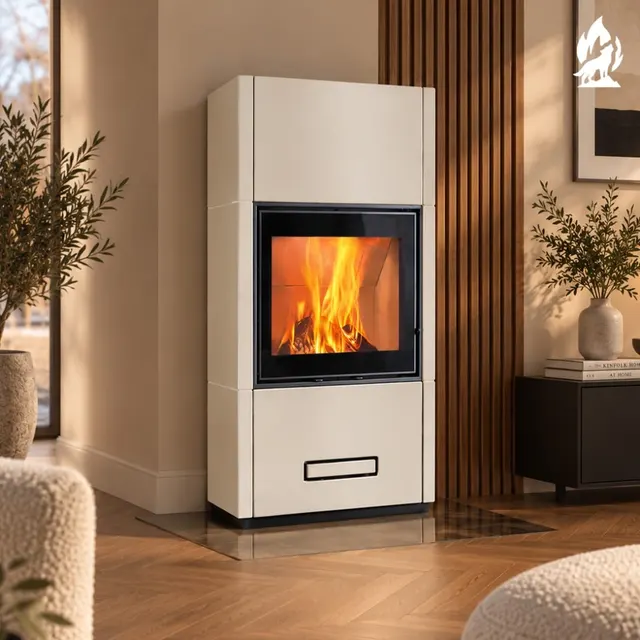 Kominek na drewno Piazzetta Berna Wood MC 65/60 ceramika biała