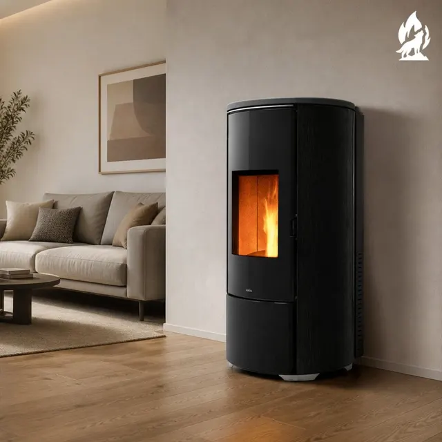 Kominek na pellet Nobis H10/12 Shape z wenge, widok z boku