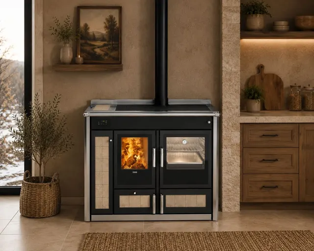 Wood-burning cooker Klover Altea 110 Plus Maiolica forum beige