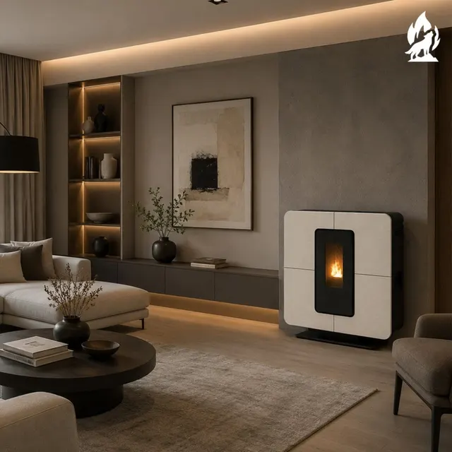 Pellet stove Thermorossi SlimQuadro Style gres white