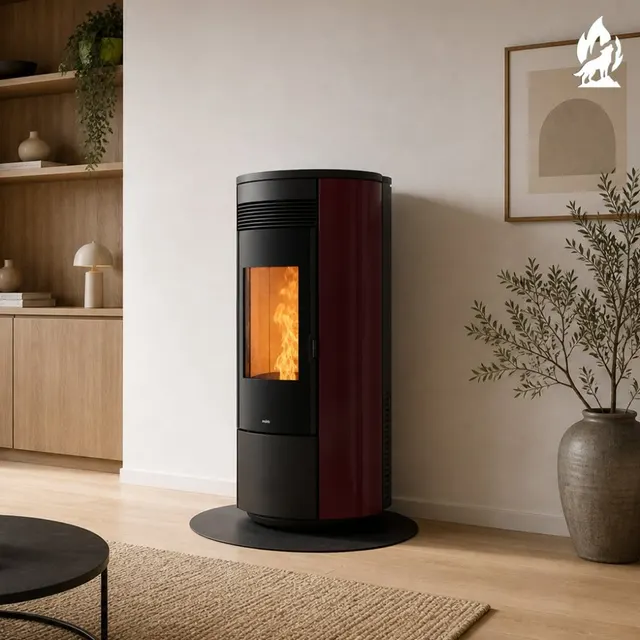 Pellet stove Nobis H14/17 Shape Round steel bordo
