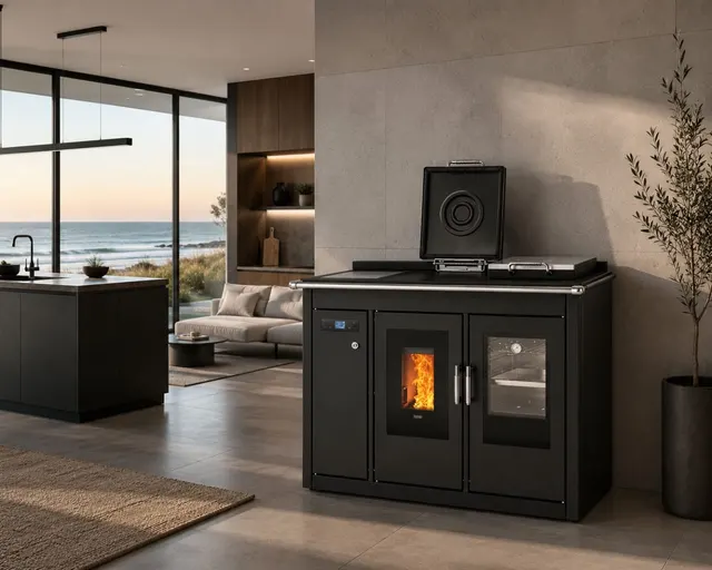 Kuchnia na pellet Klover Smart 120 BT stal czarny