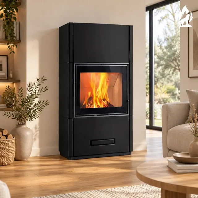 Kominek na drewno Piazzetta Berna Wood MC 65/60 ceramika czarna
