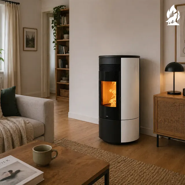 Pellet stove Nobis A11/13 Round V steel white