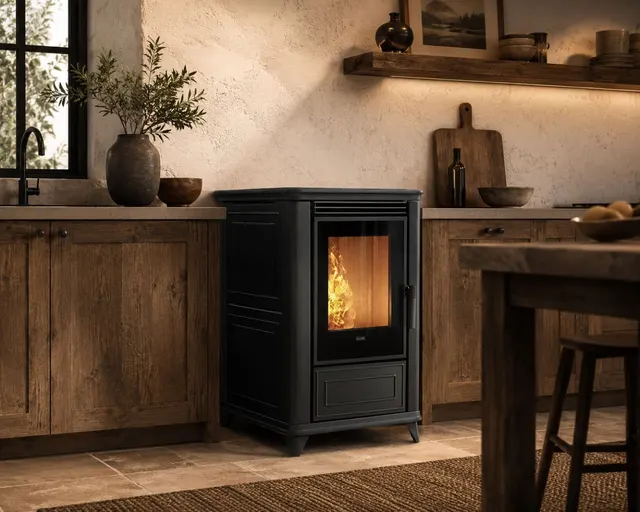 Pellet stove Klover Miss Air Maiolica black