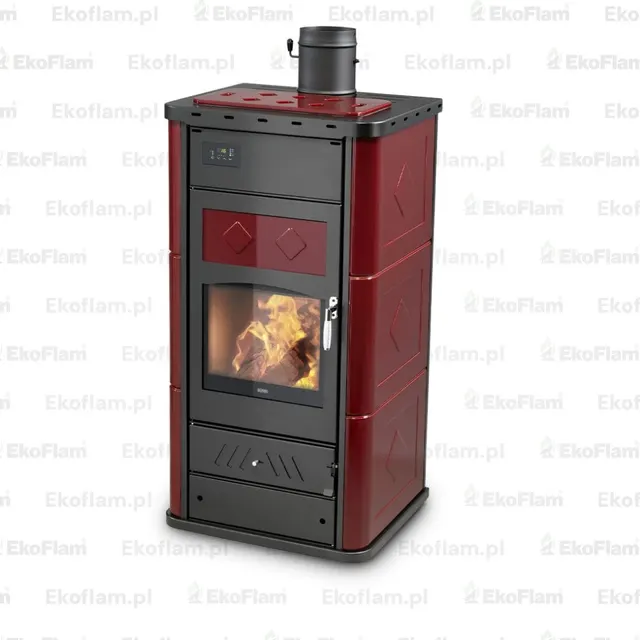 Kominek na drewno Klover Belvedere 30 w kolorze bordowym