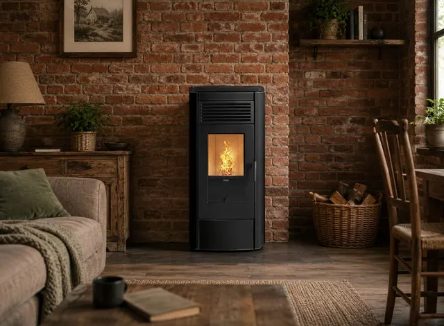 Kominek na pellet Klover Aura 80 Multi-Air stal czarna