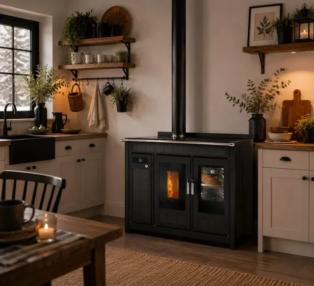 Kuchnia na pellet Klover Smart 120 Plus ceramika czarna