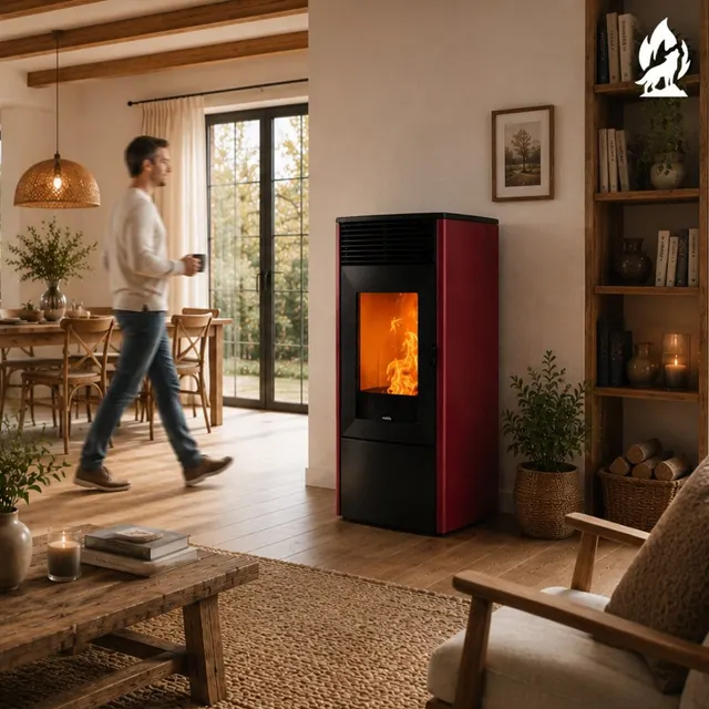 Pellet stove Nobis A9/10 Zenith V steel bordowa