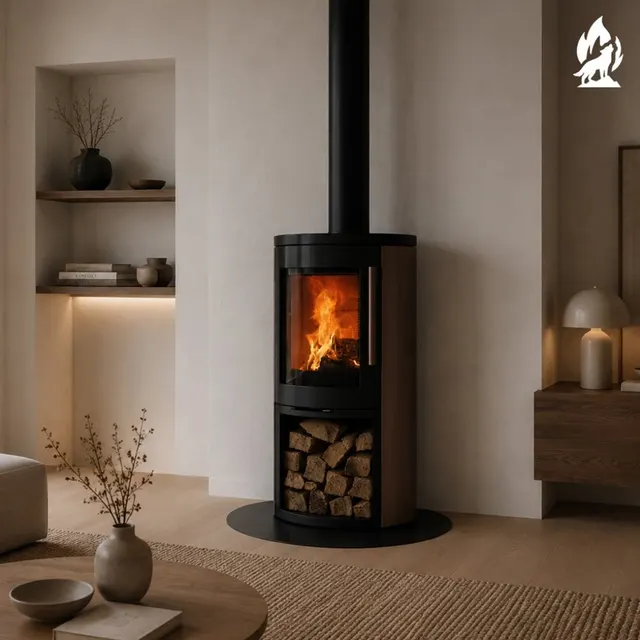 Wood-burning stove Nobis Round 880 steel bronze