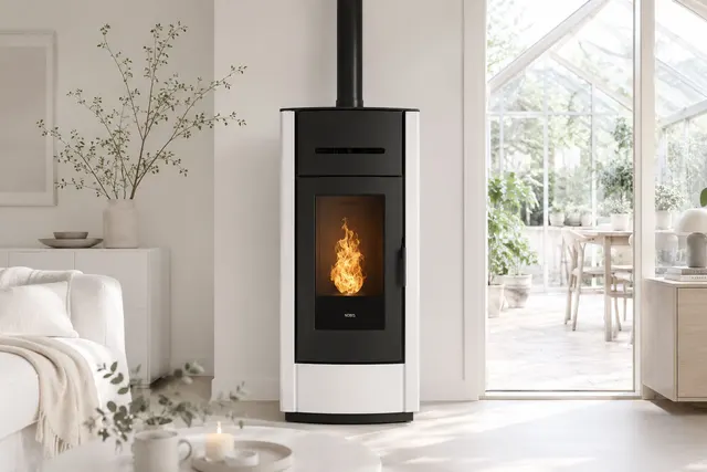 Pellet stove Klover Kros 80 Air steel avorio