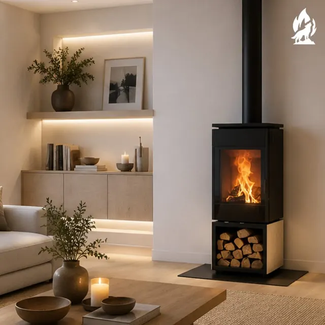 Wood-burning stove Nobis 8/10 Flat 550 gres travertine