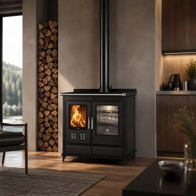 Wood-burning cooker Klover Star 90 Maiolica black