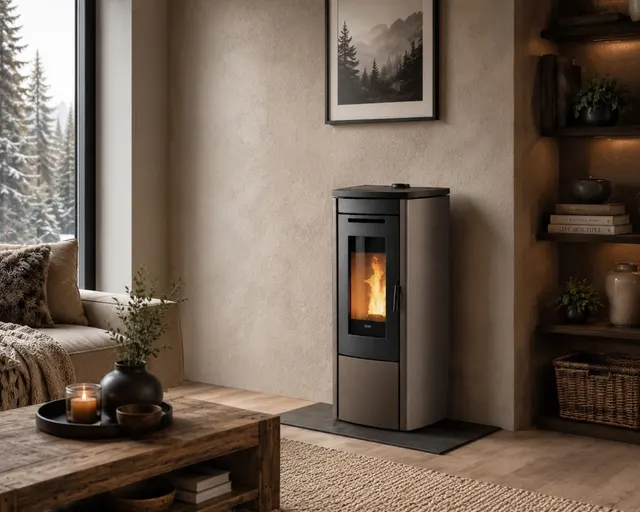 Kominek na pellet Klover Soft 80 Air stal brązowa