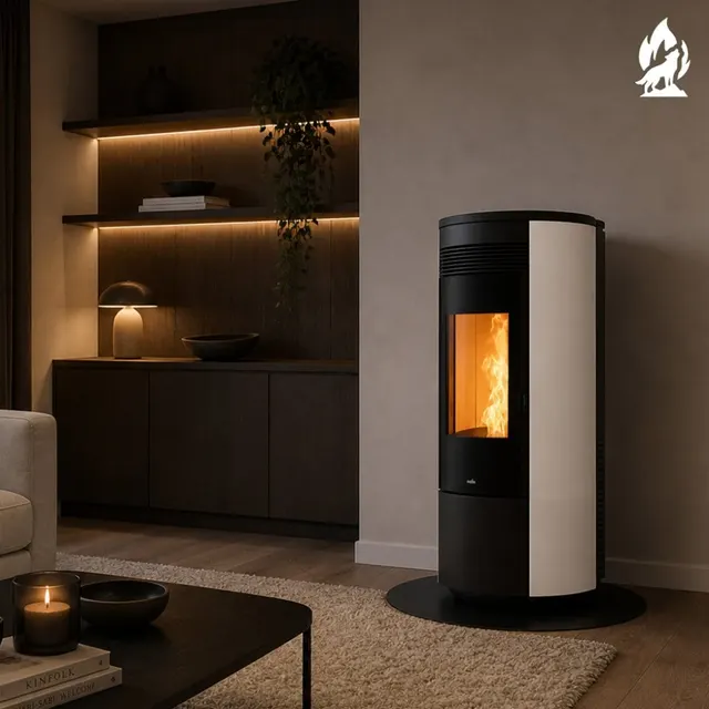 Kominek na pellet Nobis H14/17 Shape Round w kolorze białym