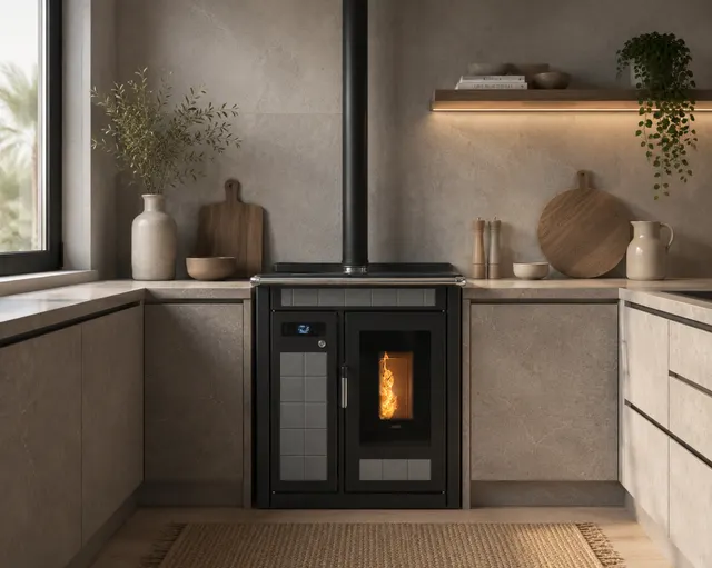 Kuchnia na pellet Klover Smart 80 Plus ceramika szara