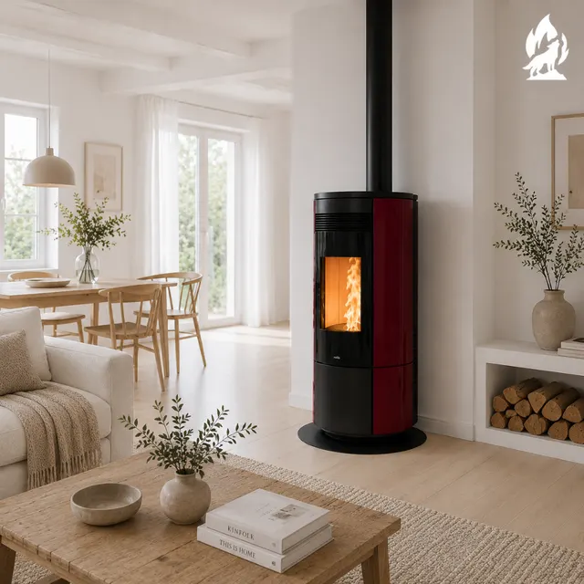 Pellet stove Nobis A11/13 Round Top/C V steel bordo