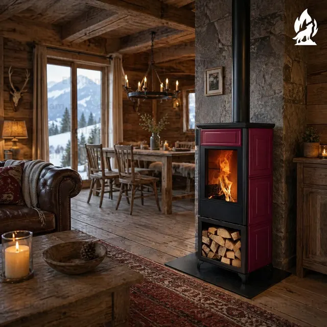 Wood-burning stove Nobis 8/10 Classic 220 Maiolica bordo