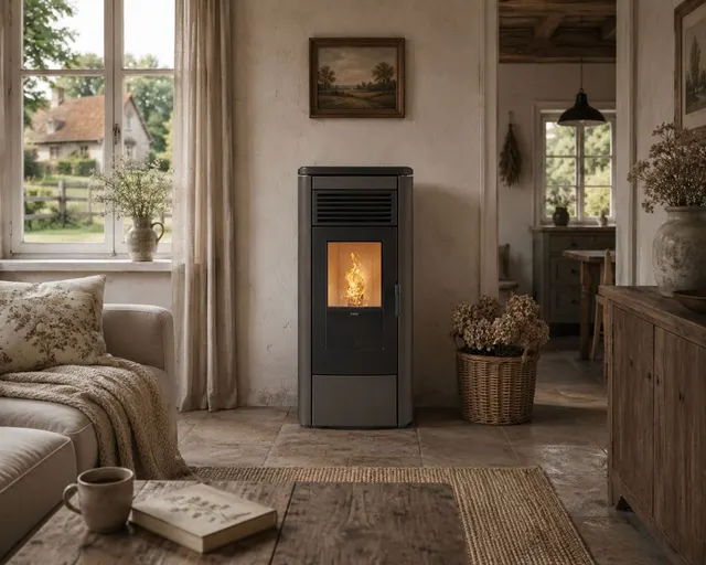 Pellet stove Klover Aura 80 Multi-Air steel bronze