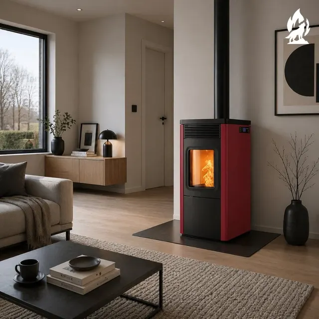 Pellet stove Nobis 6/9 N70 Top/Coax V steel bordo