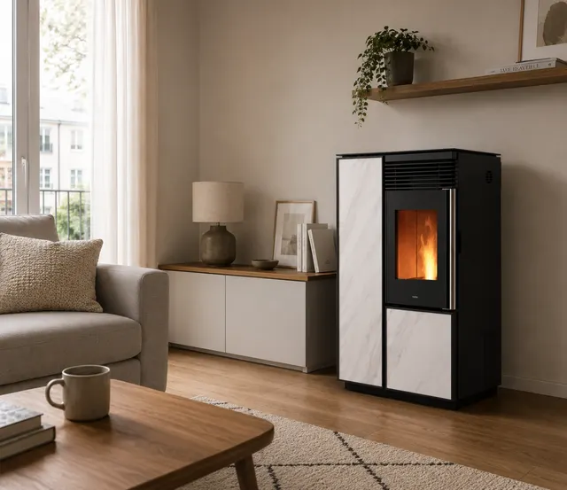 Pellet stove Nobis A10 Light Coax gres carrara