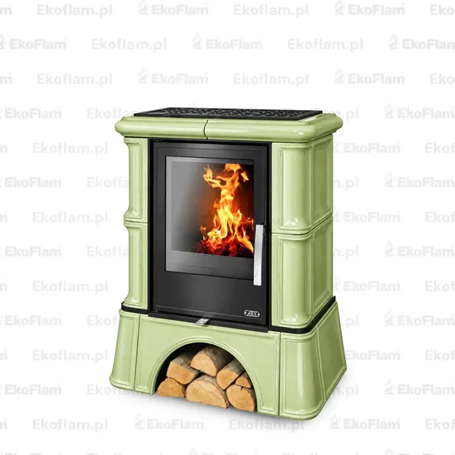 Wood-burning tiled stove ABX Bavaria EX light green