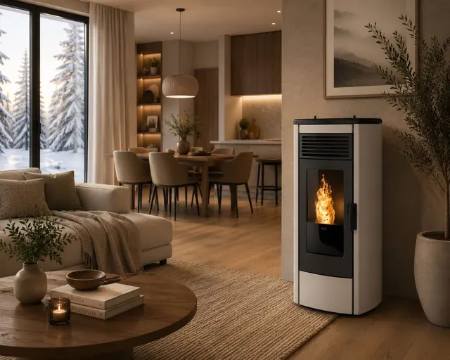 Pellet stove Klover Thermoaura steel avorio