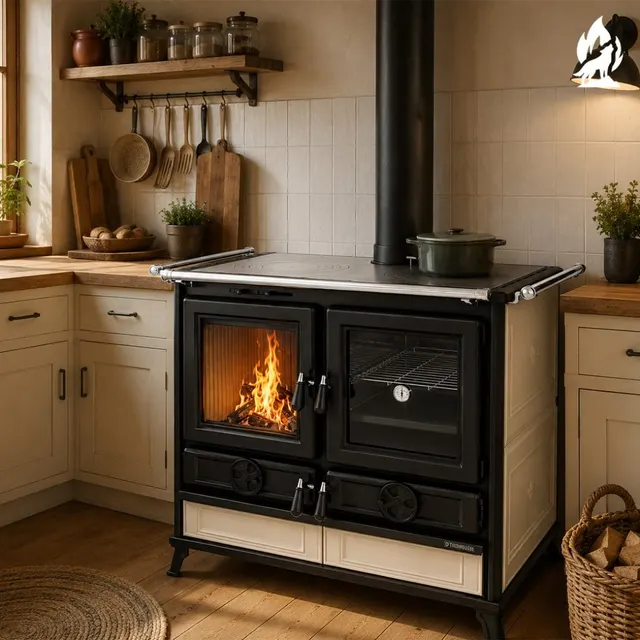 Wood-burning cooker Thermorossi Viola Maiolica beige