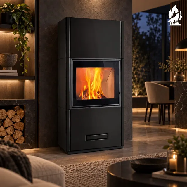 Kominek na drewno Piazzetta Davos Wood MC 65/60 ceramika czarna