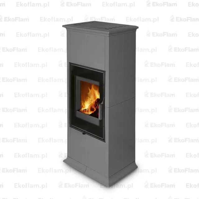 Kominek na drewno Romotop Gremio 5G ceramika 54505 silver, widok z boku
