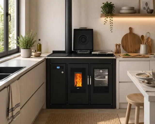 Kuchnia na pellet Klover Smart 120 BT stal czarny