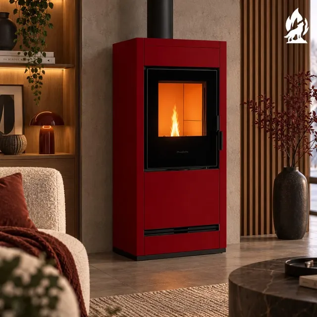 Kominek hybrydowy Piazzetta E228 A ceramika bordowa