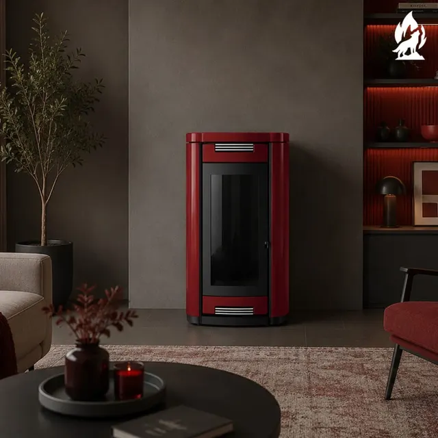 Pellet stove Moretti Design Prestige Aqua Style 26 steel bordo