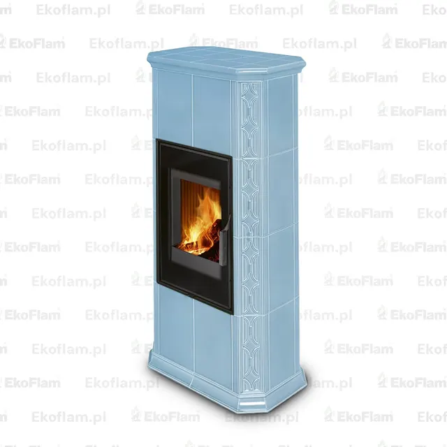 Kominek na drewno Romotop Gremio 4 w kolorze błękitnym