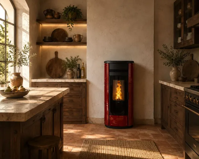 Pellet stove Klover Style 180 Plus Maiolica bordo