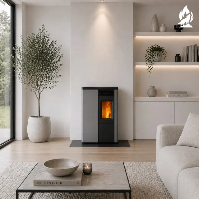 Pellet stove Nobis 6/9 N70 Slim V steel grey
