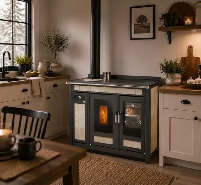 Kuchnia na pellet Klover Smart 120 Plus ceramika marmur forum